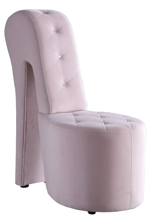 Heel Pink Velvet Accent Chair with Crystals