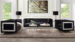 Heibero Black Velvet Tufted Chair with Mirrored Trim Accent