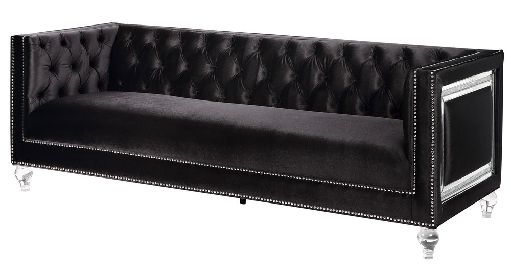 Heibero Black Velvet Tufted Sofa (Oversized)