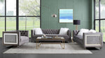 HeiberoII Gray Velvet Loveseat with Mirror & Faux Diamond Trim