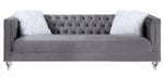 HeiberoII Gray Velvet Sofa with Faux Diamond Trim (Oversized)