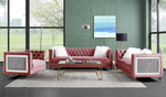 Heiberoll Pink Velvet Sofa with Faux Diamond Trim (Oversized)