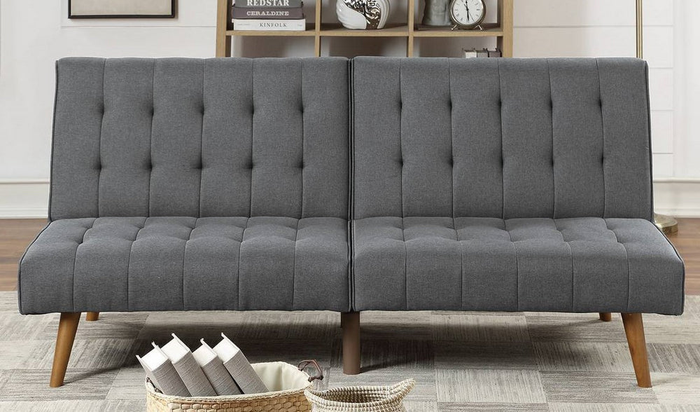 Heidi Blue Grey Fabric Tufted Adjustable Sofa