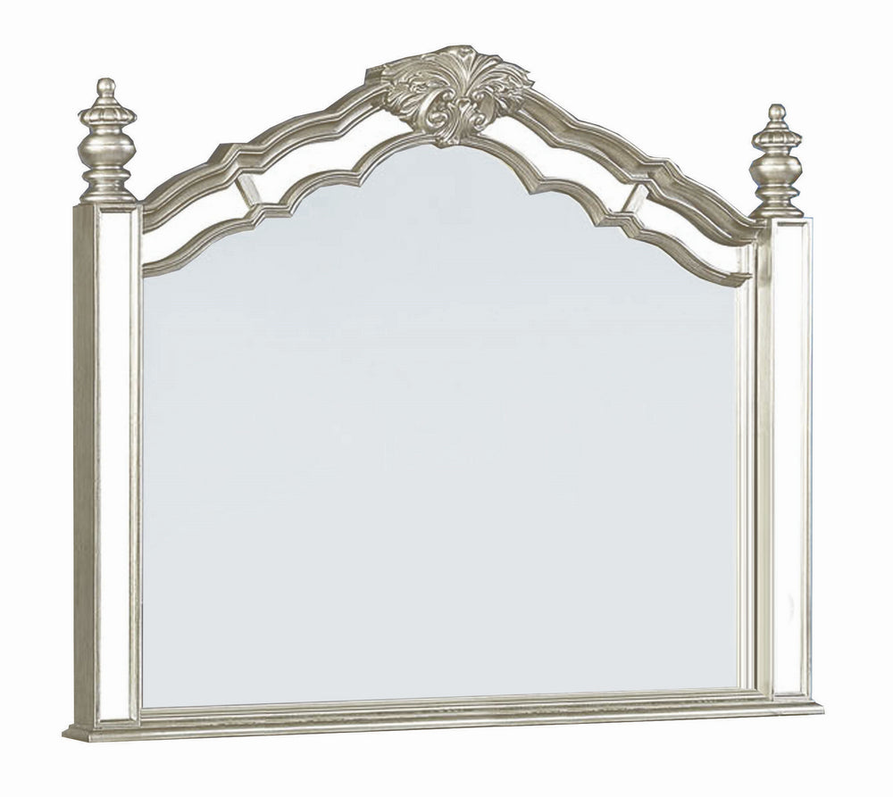 Heidi Metallic Platinum Wood Frame Dresser Mirror