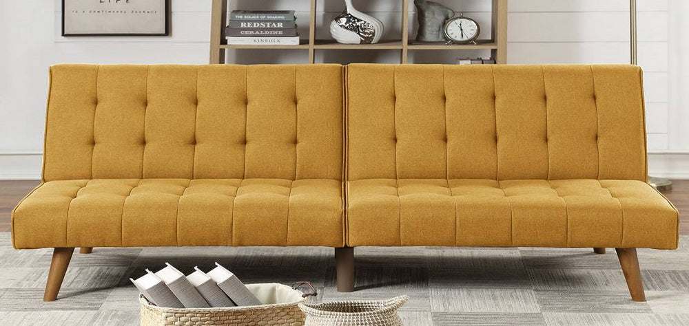 Heidi Mustard Fabric Tufted Adjustable Sofa