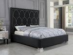 Helena Black Velvet Fabric Cal King Bed