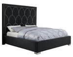 Helena Black Velvet Fabric Cal King Bed