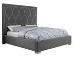 Helena Gray Velvet Fabric King Bed