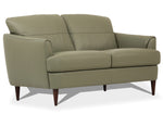 Helena Moss Green Leather Loveseat