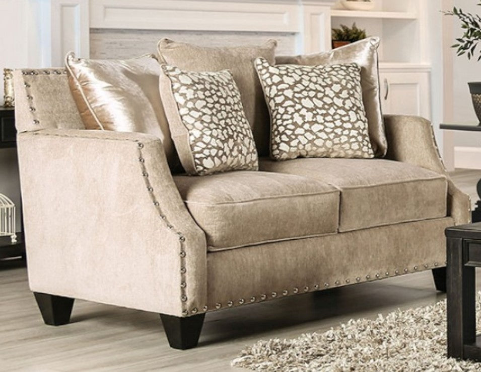 Hendon Beige Chenille Loveseat w/ Sloped Arms