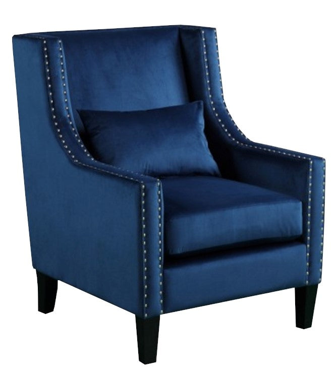 Hepsie Blue Velvet Accent Chair