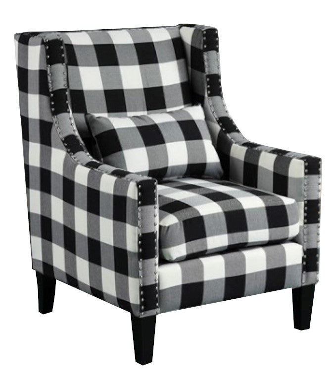 Hepsie Checkered Fabric Accent Chair