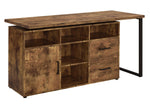 Hertford Antique Nutmeg Wood/Black Metal Office Desk