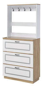 Hewett Light Oak/White Wood 3-Drawer Hall Tree