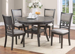 Hilda Grey Wood Round Dining Table with Shelf