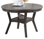 Hilda Grey Wood Round Dining Table with Shelf