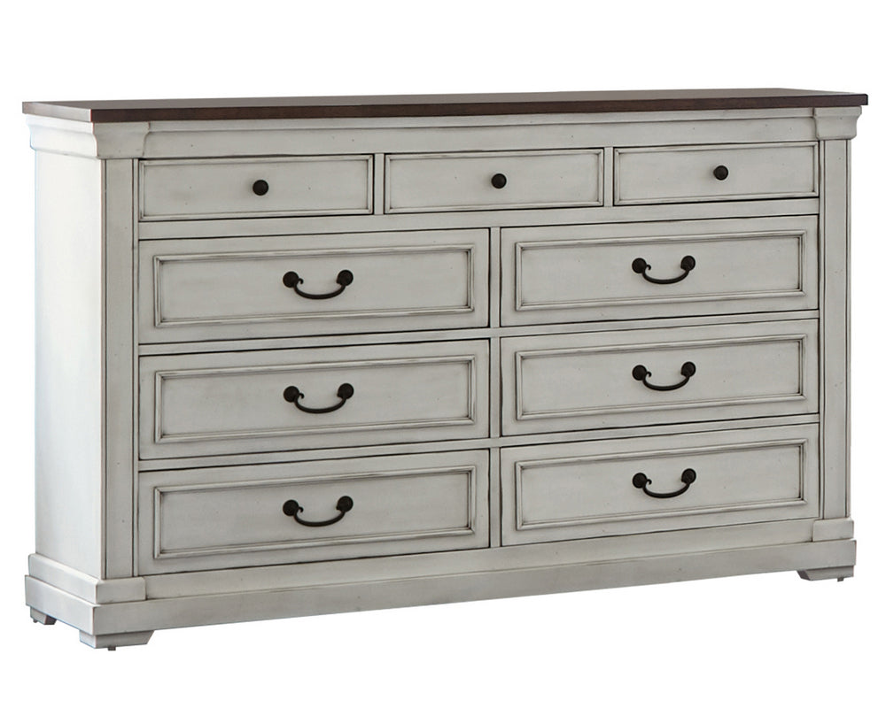 Hillcrest Dark Rum/White Wood 9-Drawer Dresser