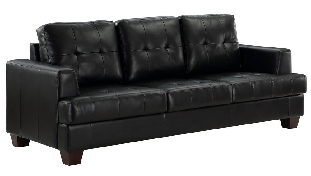 Hinsall Black Premium Faux Leather Sofa (Oversized)