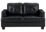 Hinsall Black Premium Faux Leather Tufted Loveseat