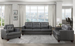 Hinsall Gray Premium Faux Leather Loveseat