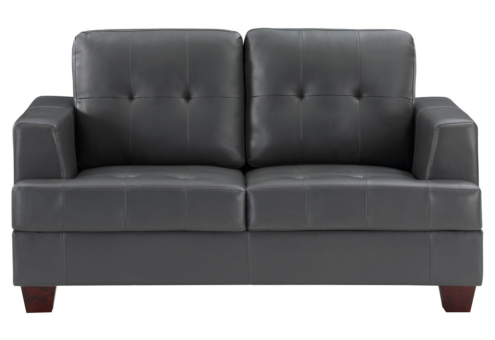 Hinsall Gray Premium Faux Leather Loveseat