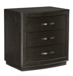 Hodgin Dark Charcoal Wood 3-Drawer Nightstand