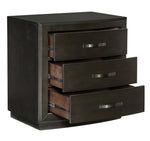 Hodgin Dark Charcoal Wood 3-Drawer Nightstand