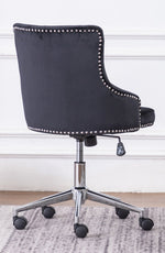 Hodiyah Black Velvet Fabric Office Chair