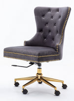 Hodiyah Dark Gray Velvet/Gold Office Chair