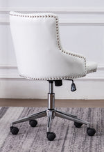 Hodiyah White Velvet Fabric Office Chair