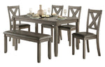 Holders 6-Pc Gray Faux Leather/Wood Dining Table Set