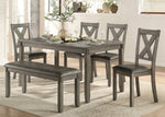 Holders 6-Pc Gray Faux Leather/Wood Dining Table Set