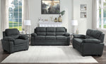 Holleman Dark Gray Textured Fabric Loveseat