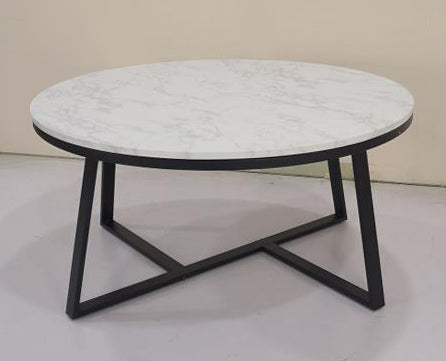 Hope White Faux Marble/Matte Black Metal Coffee Tabel