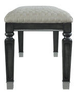 House Beatrice Beige Fabric/Charcoal Wood Bench