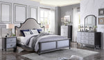 House Beatrice Charcoal Wood Queen Bed with Fabric Headboard