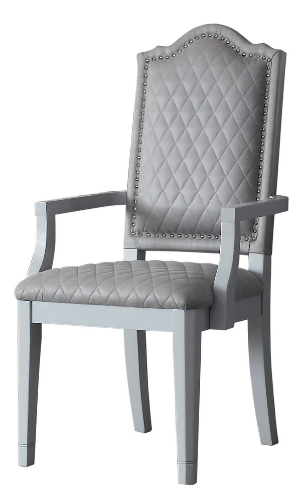 House Marchese 2 Gray Fabric/Pearl Gray Wood Arm Chairs