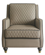 House Marchese Tan PU Leather Chair with Diamond Grid Pattern