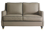 House Marchese Tan PU Leather Loveseat with Diamond Grid Pattern