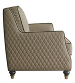 House Marchese Tan PU Leather Loveseat with Diamond Grid Pattern