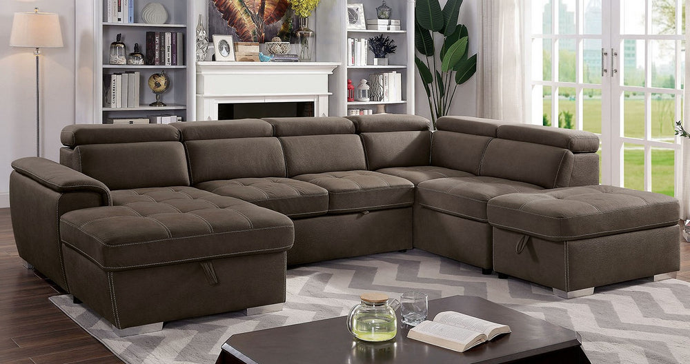 Hugo 4-Pc Light Brown Sectional with Sleeper