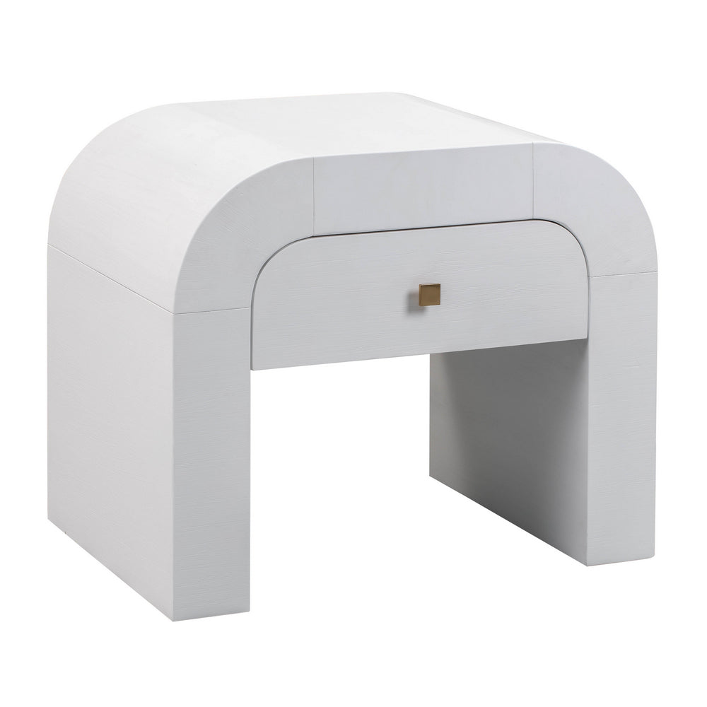 Hump Modern White Wood 1-Drawer Nightstand