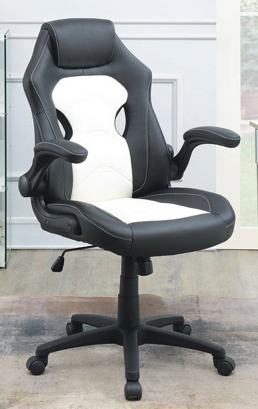 Hunter Black & White Faux Leather Gaming Chair