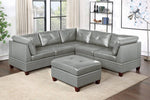 Iditri Grey Leather Modular Sectional with Ottoman