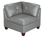 Iditri Grey Leather Modular Sectional with Ottoman