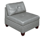 Iditri Grey Leather Modular Sectional with Ottoman