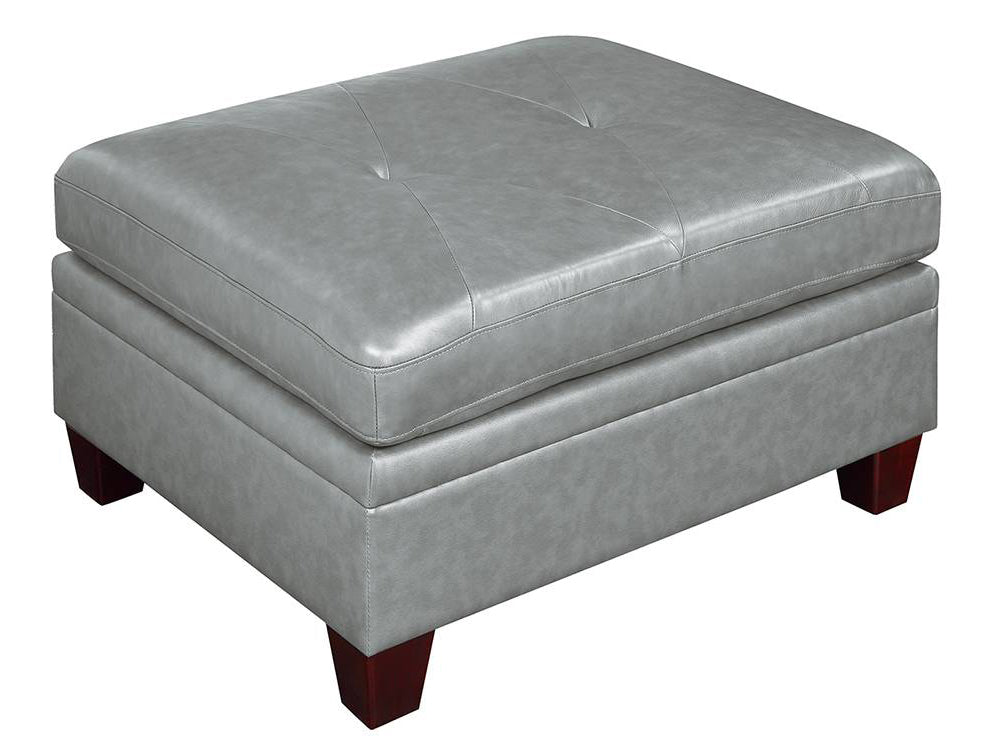 Iditri Grey Leather Ottoman