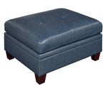 Iditri Ink Blue Leather Modular Sectional with Ottomans