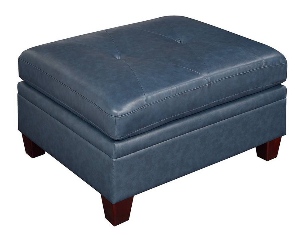 Iditri Ink Blue Leather Ottoman