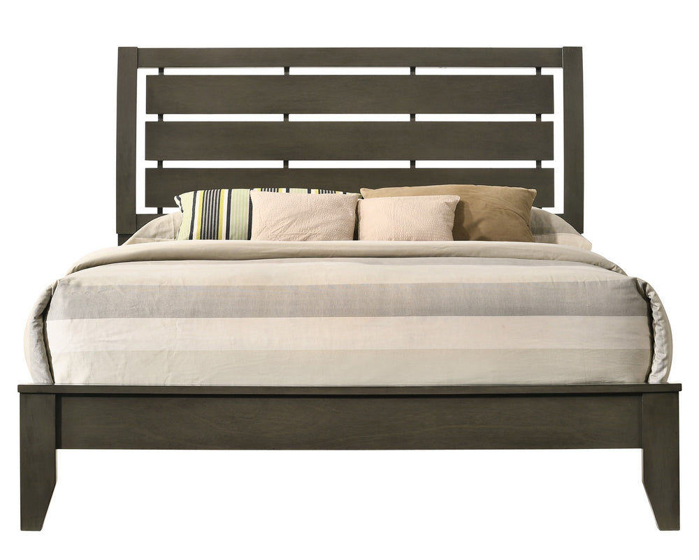 Ilana Gray Wood Queen Bed with Slatted Panel Headboard